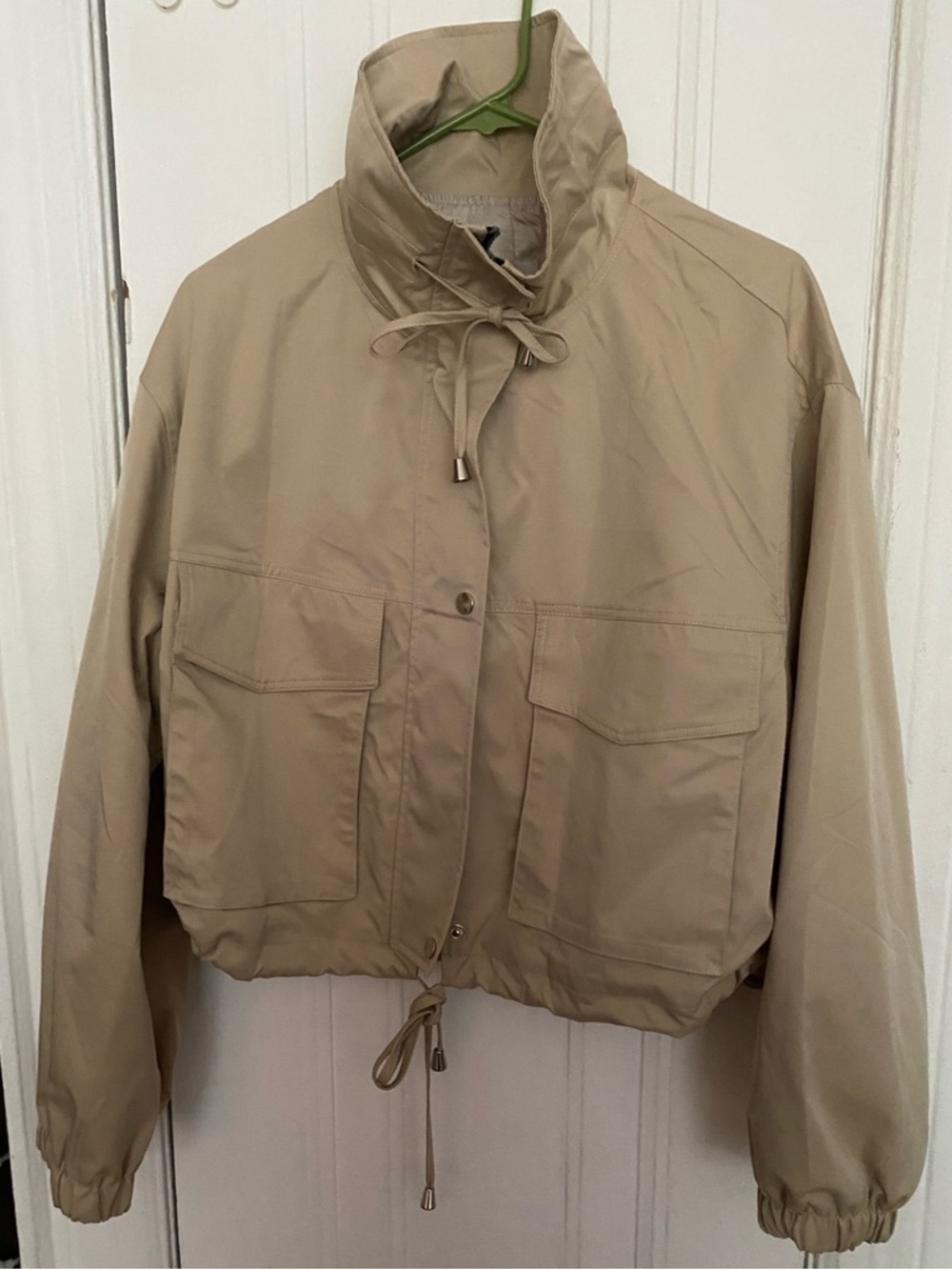 Light Khaki Cropped Anorak (windbreaker) Jacket
